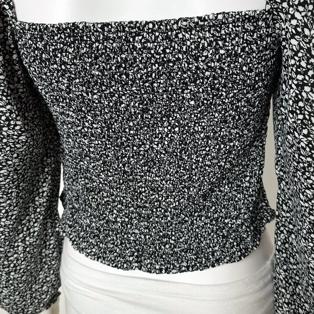 Abercrombie & Fitch Square Neck Balloon Puff Long Sleeve Top Ditsy Floral Print
